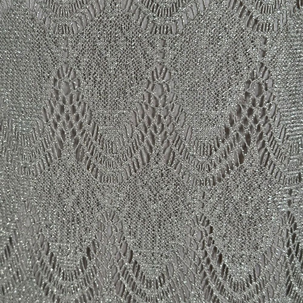 Chico’s Gold Metallic Scalloped Fringe Trim Dressy Top - Picture 8 of 11